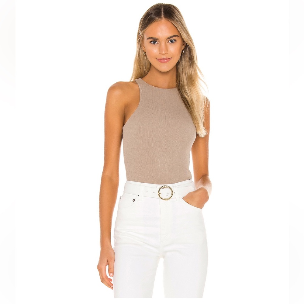 Lovers + Friends Reading Bodysuit in Taupe